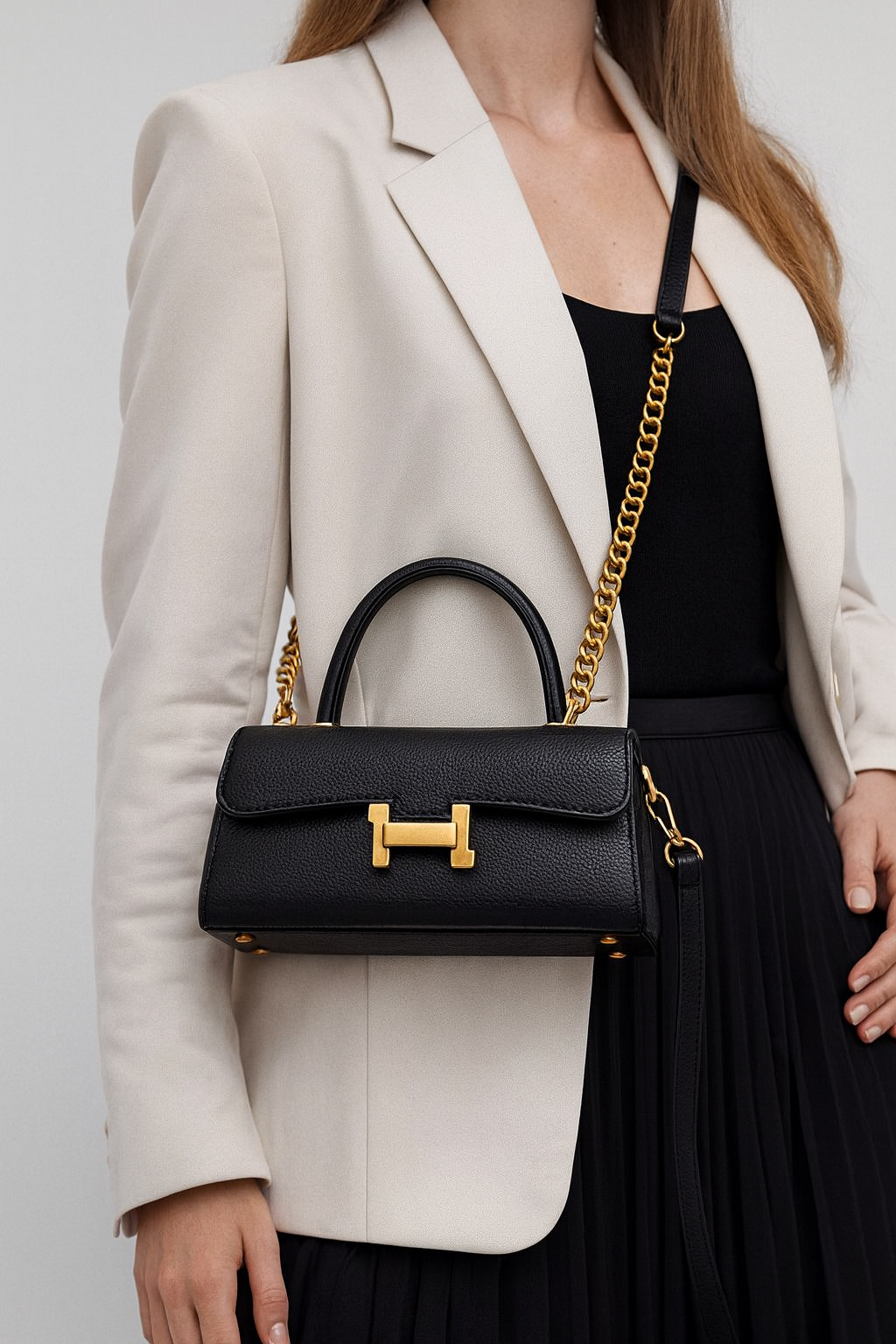 Femni Top Handle Crossbody Bag - Black