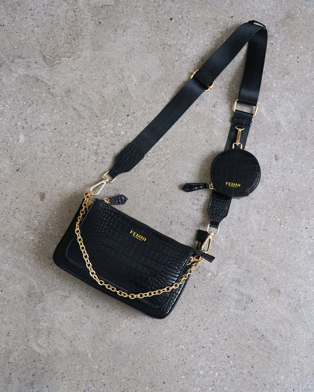 Femni Multi-Pouch Crossbody Bag - Black