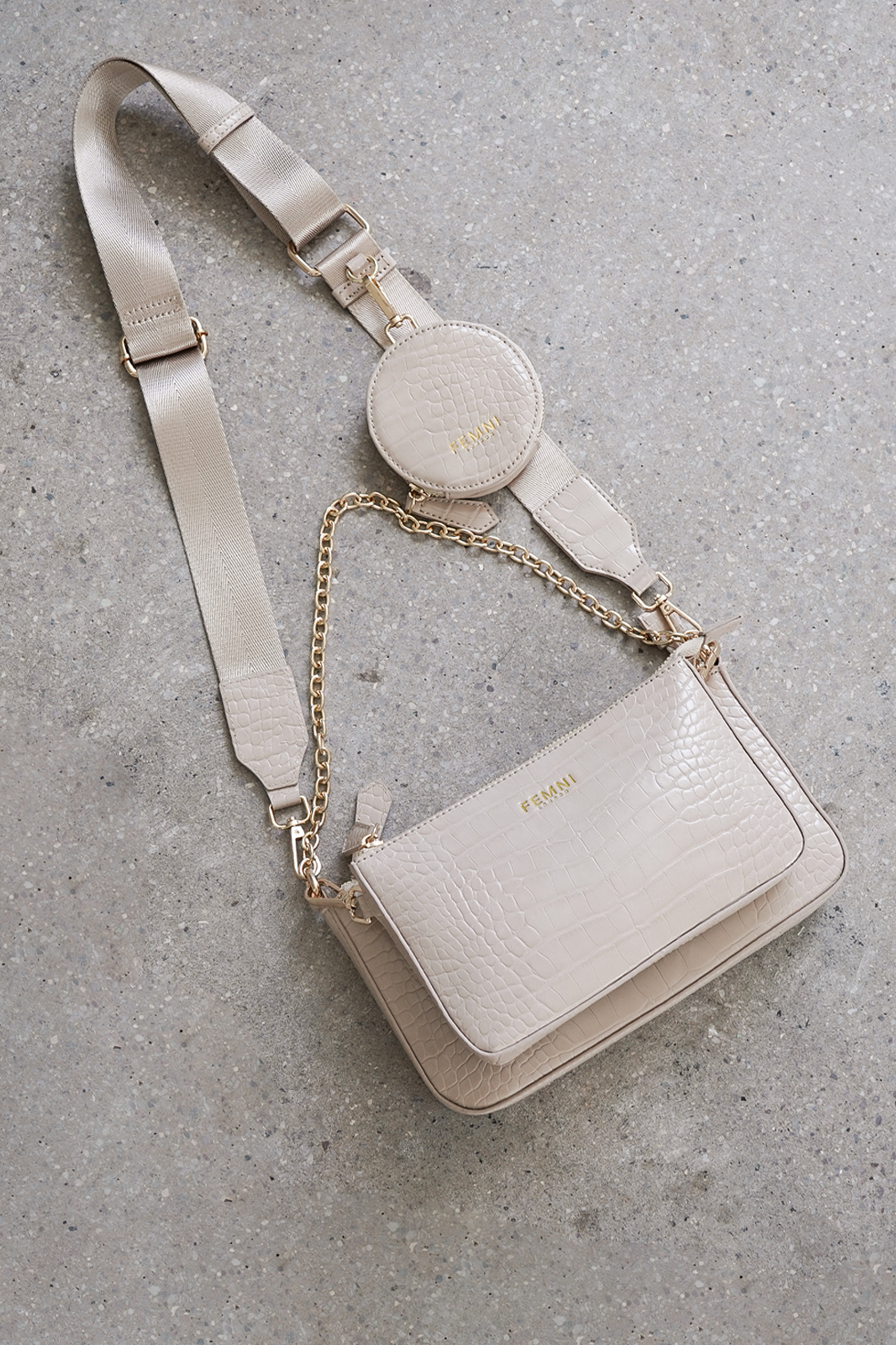 Femni Multi-Pouch Crossbody Bag - Beige