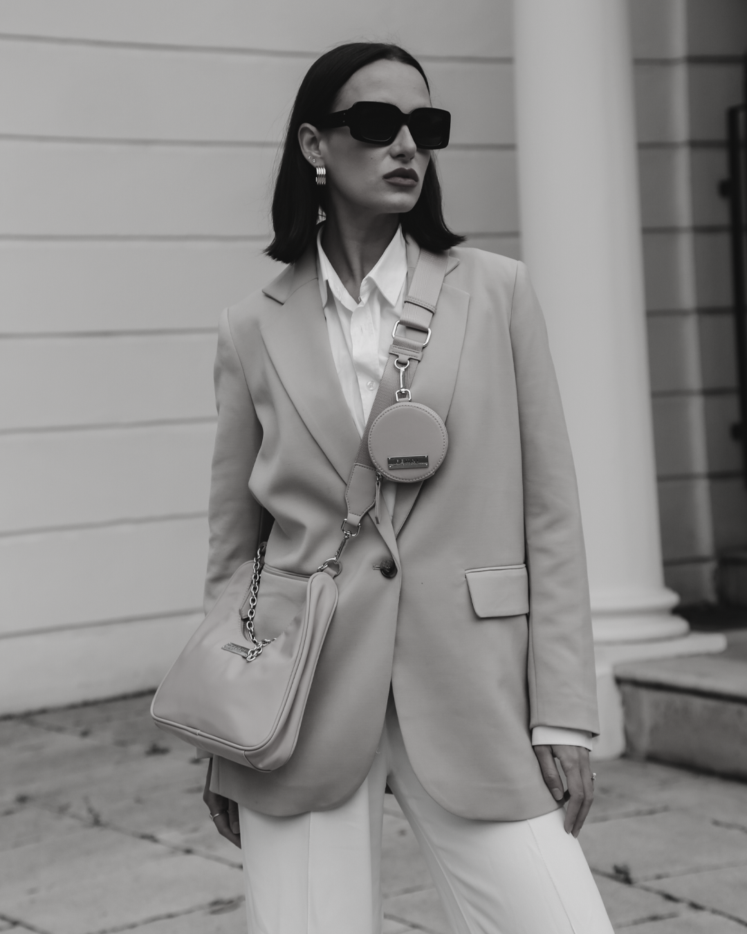 Femni nylon Multi-Pouch Crossbody Bag - Beige